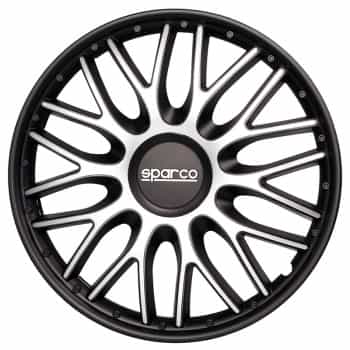 Juego de 4 cubiertas para ruedas Sparco Roma de 13 pulgadas en color plata/negro