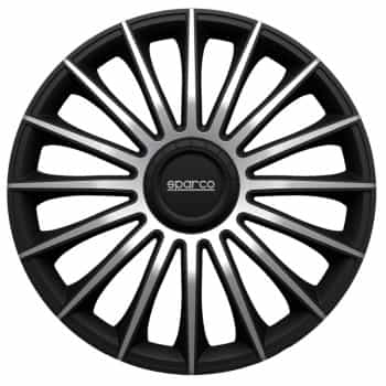 Juego de 4 cubiertas para ruedas Sparco Treviso de 14 pulgadas, color negro/plateado