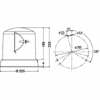 Baliza giratoria KL8000F 12 naranja fija 48 uds