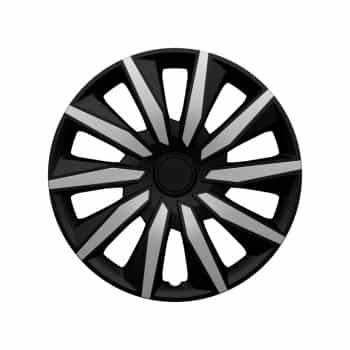 Juego de 4 cubiertas para ruedas AutoStyle de 16 pulgadas en color plata y negro