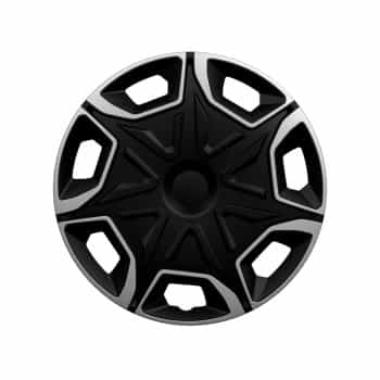 Juego de 4 cubiertas para ruedas AutoStyle Blade de 15 pulgadas, color plata y negro