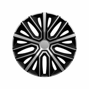 Juego de cubiertas de rueda AutoStyle de 4 piezas Sinus de 14 pulgadas en color plata/negro