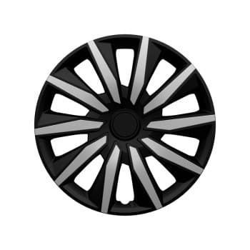 Juego de tapacubos AutoStyle de 4 piezas, decente, de 14 pulgadas, color plata y negro