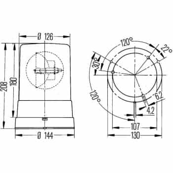 Baliza giratoria KL710 12V naranja fija sin óptica